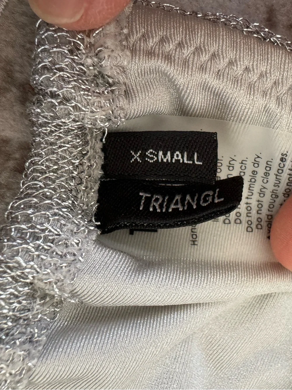 Triangl Silver Shimmery Textured Tie-Side Bikini Set XS - Picture 3 of 5